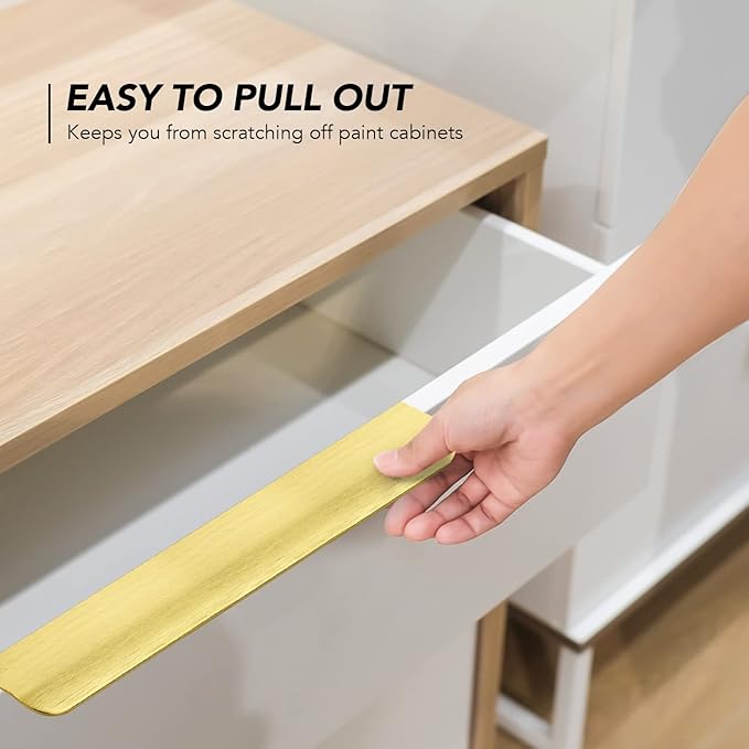 Ravinte Hardware 12 Pack Gold Cabinet Handles, 11.8 Inch (300mm) Finger Edge Pulls, 8.8 Inch Hole Center, Finger Pulls for Cabinets