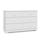 Storkcraft Brookside 6 Drawer Double Dresser (White) – GREENGUARD Gold Certified, Dresser For Nursery, Kids, Chest Of Drawers