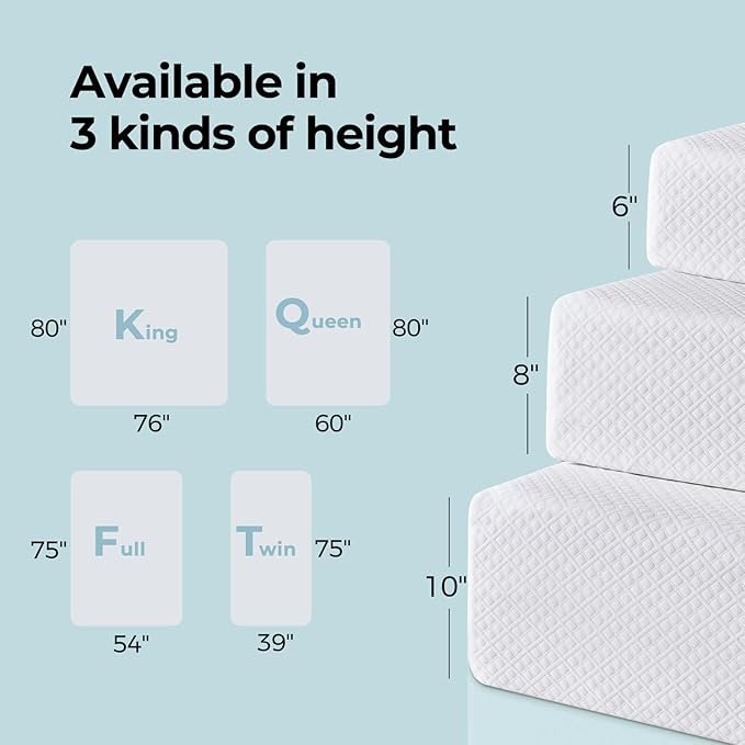 Rolanstar 8 Inch Queen Mattress Gel Memory for Cool Sleep & Pressure Relief, Medium Firm Feel, CertiPUR-US Certified, Mattress in a Box, White