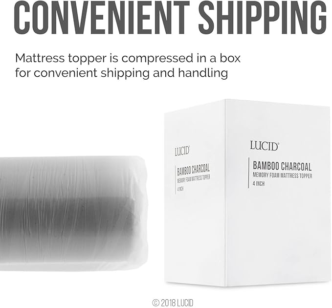 LUCID 4 Inch Bamboo Infused Memory Foam Mattress Topper - Twin Size – Cooling Ventilation – Pressure Relieving Bed Topper - Mattress Pad – CertiPur Certified