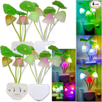 AUSAYE Sensor Night Light Plug Into Wall,Auto Night Lights Led 7 Colors Cute LED Lamp Mushroom Light for Kids,Mom,Bedroom,BathroomToilet,Hallway,Stairs,Kitchen Pack of 4