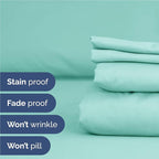 Full 6 Piece Sheet Set - Comfy Breathable & Cooling - Ultra Soft Hotel Luxury Bedding Set w/ 8-16 Inch Deep Pockets - 1 Flat & 1 Fitted Sheet & 4 Pillowcases - Wrinkle Free and Easy Care - Spa Blue