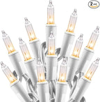 Minetom Clear Christmas String Lights 100 Count 26.5 Feet Incandescent Bulb Mini Lights for Indoor Xmas Tree Garland Birthday Wedding Party Festival Decoration, 2 Pack White Wire