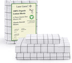 LANE LINEN Twin Sheet Set, 100% Organic Cotton Sheets Twin Size, 3Pc Twin Sheets Sets, Premium Bedding Sheets & Pillowcases, Percale Sheets, 15" Deep Pocket Twin Fitted Sheet - Windowpane