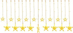 TOFU Star Curtain Lights, 108 Led 12 Stars Remote Window Curtain String Lights Plug in with 8 Flashing Modes Decoration for Christmas, Wedding, Bedroom, Party, Birthday, 7.3ft W, 3.3ft H, Warm White