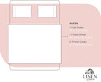 Linen Home 100% Cotton Percale Sheets Queen Size, English Rose, Deep Pocket, 4 Pieces Set - 1 Flat, 1 Deep Pocket Fitted Sheet and 2 Pillowcases, Crisp Cool and Strong Bed Linen