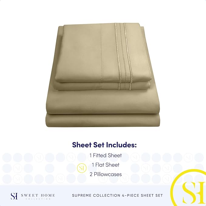California King Sheet Sets - Breathable Luxury Sheets with Full Elastic & Secure Corner Straps Built In - 1800 Supreme Collection Cal King Deep Pocket Bedding Set, Sheet Set, California King, Sage