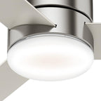Hunter 44 inch Indoor Ceiling Fan with Light and Remote Control - For Bedroom or Living Room, Low Profile Mount, Modern Ceiling Fan with LED Light, Quiet, 3 Blades - Minimus 59454, Brushed Nickel