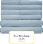 Queen Sheets Blue Misty - 6 Piece 1500 Supreme Deluxe Collection Deep Pocket Ultra Soft Queen Sheet Set Bedding - 2 Extra Pillow Cases, Great Value, Queen, Blue Misty