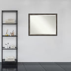 Amanti Art Brown Bathroom Mirror for Over Sink, 33x43 Bark Rustic Char Narrow Rectangle Vanity Mirror, X-Large Country Rustic Frame, Hangs Horizonally and Vertically, Bathroom Wall Decor, Beveled Edge