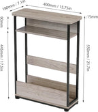 Narrow Side Table,3-Tier Slim End Table with Storage Shelf,Modern Sofa Table Thin Side Table for Narrow and Small Spaces, Skinny Bedside Table Small Nightstand with Magazine Rack Space Saving/Oak