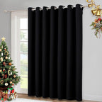NICETOWN Large Room Separating Divider, Room Divider Curtain Screen Partition, Function Thermal Blackout Noise Reducing Curtain, Sliding Door Insulated Curtain, Black, 12.5ft Wide x 9ft Long