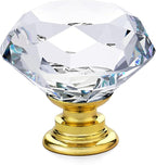 Ravinte 10 Pack Crystal Drawer Knobs - Glass Cabinet Knobs, Diamond Shaped, 30 mm with Gold Base