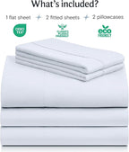 LuxClub 5 PC Sheet Set Bed Sheets Deep Pockets 16" Eco Friendly Wrinkle Free Cooling Machine Washable Hotel Bedding Silky Soft - Baby Blue Split King