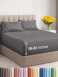 Extra Deep Twin Sheet Set - 4 Piece Breathable and Cooling Sheets - Hotel Luxury Bed Sheets Set - Easy & Secure Fit - Soft, Wrinkle Free and Comfy Sheets Set - Grey Sheet Set with Extra Deep Pockets