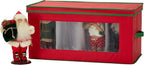 Household Essentials Holiday Figurine Storage Box, Windowed Storage with Lid, 8 Storage Compartments, Double Handles, Red with Green Trim