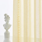 Treatmentex Pompom Sheer Yellow Curtains for Living Room Bedroom Nursery Room 72 inch Long Linen Texture Curtain Drapes for Kids Room 2 Panels Rod Pocket