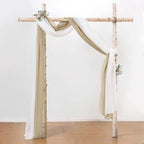 MIULEE Beige Window Scarf Valance for Party - Sheer Curtain Scarf Topper Window Treatment Decorative Drapes for Wedding Arch Ceremony Canopy Bed, Swag Curtain One Panel, 37'' x 216''