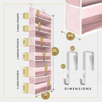 HOMELUX THEORY 2 PC Heavy Duty Over the Door Organizer 55x14x6.7, 6 Large Front & 12 Side Pockets, Hanging Storage Closet Door Organizer for Bedroom, Bathroom and Baby Nursery Storage (Baby Pink)