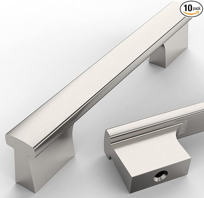 Asidrama 10 Pack 3.75 Inch(96mm) Brushed Satin Nickel Kitchen Cabinet Handles, Cabinet Pulls Kitchen Cabinet Hardware for Cupboard Drawer Pulls