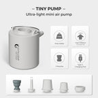 FLEXTAILGEAR Tiny Pump Portable Air Pump Ultra-Mini Air Pump with 1300mAh Battery USB Rechargeable to Inflate Deflate for Pool Floats Air Bed Air Mattress Swimming Ring Vacuum Storage Bags(Light Gray)