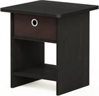 Furinno Dario End Table / Side Table / Night Stand / Bedside Table with Bin Drawer, 1-Pack, Espresso/Brown