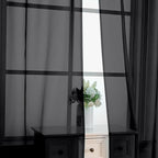 OVZME Black Sheer Curtains 78 Inches Long 2 Panels - Soft Light Filtering Window Sheer Panels for Living Room/Bedroom, Top Dual Rod Pocket, 1 Pair, Each 42Wx78L Inches