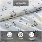 Eddie Bauer - Full Sheets, Cotton Flannel Bedding Set, Brushed For Extra Softness, Cozy Home Decor (Skating Penguin, Full)