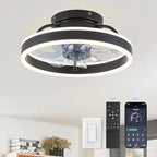 ZMISHIBO Low Profile Ceiling Fans with Lights and Remote, 13 Inch Fandelier Ceiling Fan with Light, Black Modern Flush Mount Ceiling Fan, Small Dimmable LED Fan Lights for Bedroom