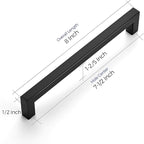 Ravinte 50 Pack 7-1/2 Inch Kitchen Square Cabinet Handles Matte Black Pulls Black Drawer Pulls Kitchen Cabinet Hardware for Cupboard Drawer Handles