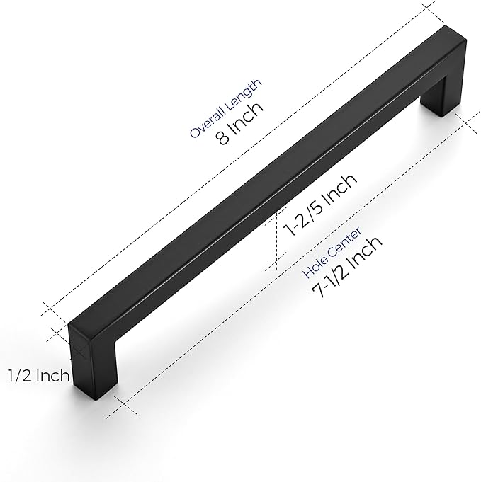 Ravinte 30 Pack 7-1/2 Inch Kitchen Square Cabinet Handles Matte Black Cabinet Pulls Black Drawer Pulls Kitchen Cabinet Hardware Kitchen Handles for Cabinets Cupboard Handles Drawer Handles