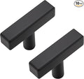 10 Pack Black Cabinet Knobs - Sqaure Bar Cabinet Pulls Matte Black Knobs for Kitchen Drawer Stainless Steel Dresser Hardware 2in Length Single Hole