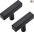 20 Pack Black Cabinet Knobs - Sqaure Bar Cabinet Pulls Matte Black Knobs for Kitchen Drawer Stainless Steel Dresser Pulls for Kitchen Hardware 2in Length Single Hole