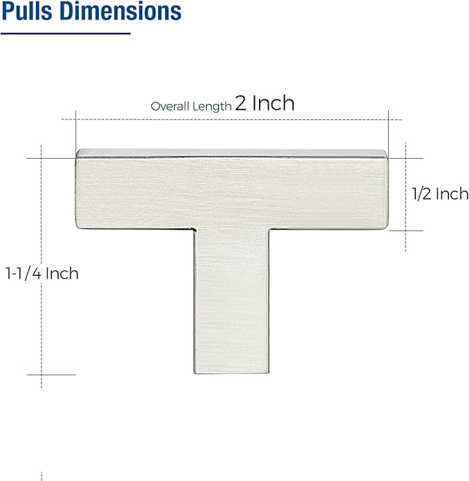 JOY DECOR 6 Pack Cabinet Knobs, Brushed Nickel Cabinet Handles, 2 Inch Kitchen Knobs, Single Hole Drawer Hardware for Dresser Drawers