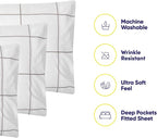 Full Size Bed Sheets - 6 Piece 1500 Supreme Collection Fine Brushed Microfiber Deep Pocket Full Sheet Set Bedding - 2 Extra Pillow Cases, Great Value, Full, Window Pane White