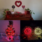 String Lights,LED Copper Wire Lights, Each Set 33ft/10M 100LEDs and 9 Remote Control.AA Battery Powered,Decor Rope Lights for Holiday,Wedding, Parties.(Red)
