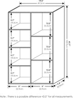 Furinno LUDER Book Shelf, 7-Cube Bookshelf, Bookcase, 9.4" x 19.5" x 41.7", for Living Room, Bedroom, Home Office, White