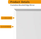 KOHROS Vanity Mirror Frameless Square Mirror, 24" x 24" Bathroom Wall Mirror w/Pencil Polished Edge, Anti-Rust, Tempered Glass, Hangs Horizontally or Vertically