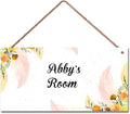 Personalized Signs Watercolor Painting Sign For Kids Room Custom Name Door Flowers Wall Art Decor for Little Man Cave Floral Nursery Art Plate For Boys Room Girls Bedroom