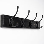 Coat Hooks Wall Mounted, Wooden Hat Rack with 4 Hooks for Entryway, Bathroom,Bedroom(Black)