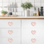 6 Pcs Brass Knobs Drawer Pulls Handles Heart-Shaped Gold Cabinet knobs, Suitable for Bathroom Drawer Kitchen Door Pulls Handles Heart-Shaped Handles (Pink)