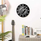 Geek Alerts Cawing Black Crow with Roman Numerals Silent Wall Clock 12inch Viking Odin Raven with Scandinavian Runes Battery Operated Quartz Watch