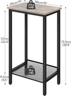 HOOBRO Tall Side Table, Industrial End Telephone Table with Adjustable Mesh Shelves, for Living Room, Bedroom, Entryway, Office, Greige BG03DH01