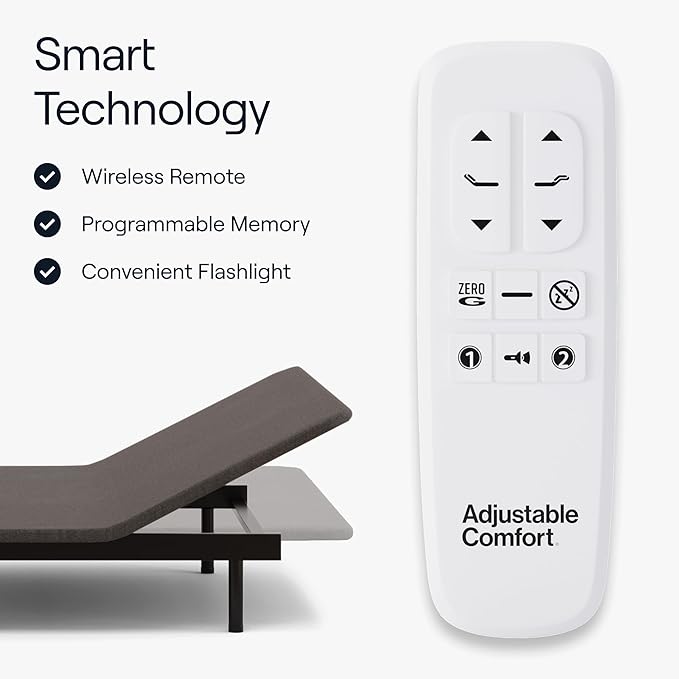 Siena 8” Twin XL Mattress with Adjustable Base - Head & Foot Incline - Medium Firm Gel Memory Foam - Premium Pressure Relieving Layers - Wireless Remote with Memory - Zero Clearance - Zero Gravity