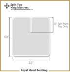 Royal Hotel Bedding Mattress Topper, Top-Split-King, 2 Inches Hypoallergenic Overfilled Down Alternative Anchor Bands Mattress Topper