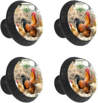 4 Pack Cabinet Knobs Farm Rooster Chicken Drawer Pulls Crystal Glass Round Knobs Handles for Dressers Drawer Bathroom Kitchen Cupboards Wardrobes Hardware Furniture Knobs