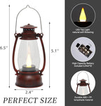 Red Painted Mini Lanterns 6-Pack - LED Flickering Candle Lanterns for Christmas & New Year, Valentine's, Wedding, Halloween & Western Party Decor, Table Centerpieces & Cowgirl Party Supplies