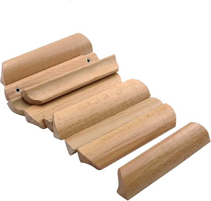 6Pcs 4.84" Wood Solid Furniture Pulls Handles, Painted Smoothly Wooden Handles Cupboard Closet Drawer Handle Pull,Hole Dis.3.78"