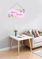 Personalized Cute Butterfly Sign for Little Man Cave Colorful Cartoon Wall Hanging Plaque Sign for Kids Room Floral Nursery Art Plate For Boys Room Girls Bedroom