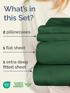 Extra Deep Twin Sheet Set - 4 Piece Breathable and Cooling Sheets - Hotel Luxury Bed Sheets Set - Easy Fit - Soft, Wrinkle Free and Comfy Sheets Set - Emerald Green Sheet Set with Extra Deep Pockets